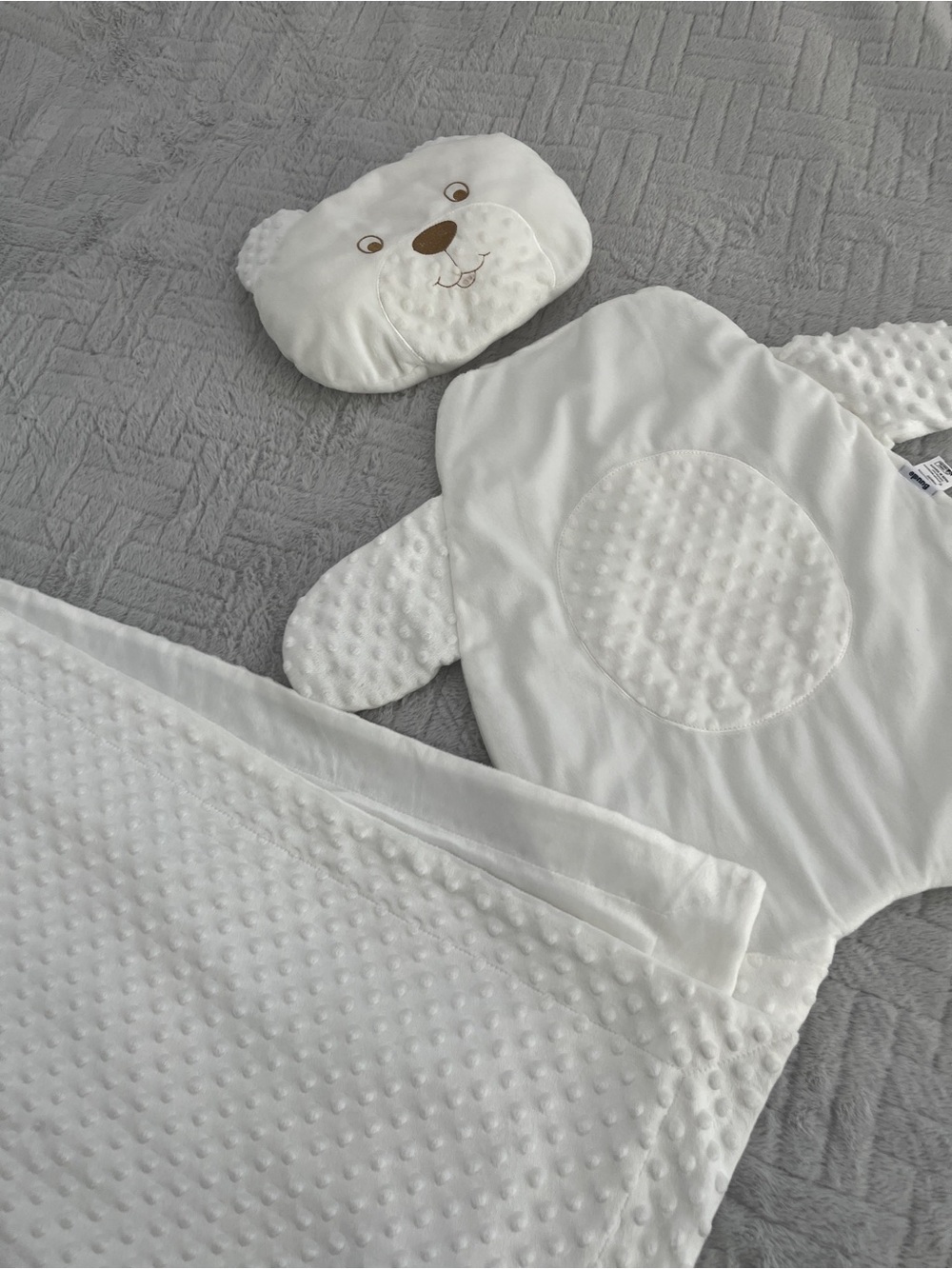 White Bear-Themed Baby Sleep Sack with Plush Head Pillow